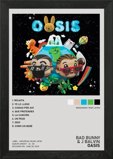 Bad Bunny & J Balvin Oasis Album Wall Art Poster Print Picture