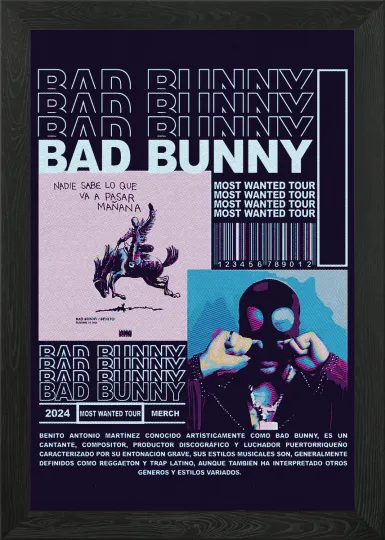 Discover Bad Bunny Most Wanted Tour Merch Wall Art Poster Print Picture