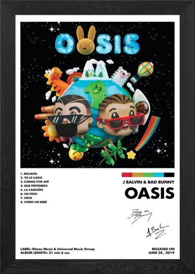 Bad Bunny and J Balvin Oasis Album Wall Art Poster Print Picture