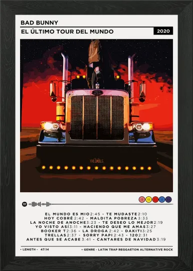 Bad Bunny El Último Tour Del Mundo Wall Art Poster Print Picture