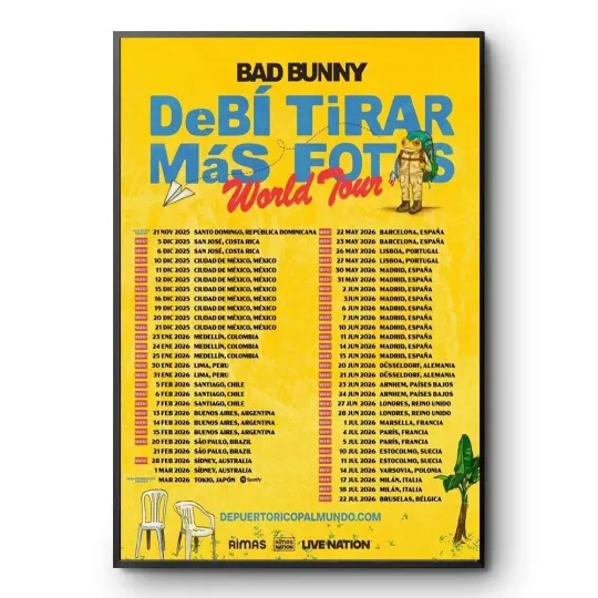 Discover Bad Bunny World Tour 2025 2026 Concert Poster