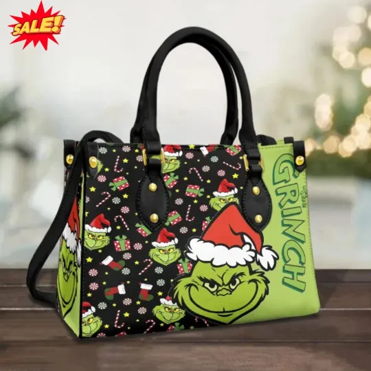 Discover Christmas funny character Leather Handbag