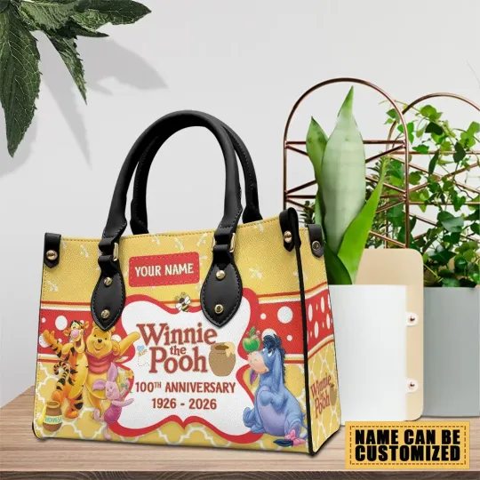 Discover Personalized Winnie-the-Pooh 100th Anniversary Leather HandBag