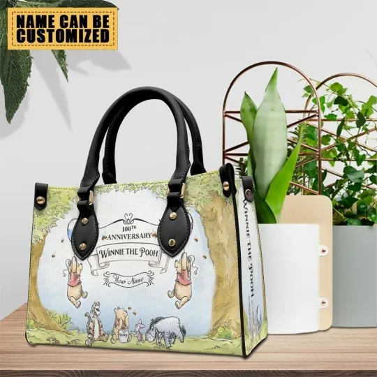 Discover Personalized Winnie-the-Pooh 100th Anniversary Leather HandBag