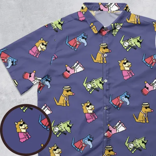 Kermit The Dog Hawaiian Button Down Shirt