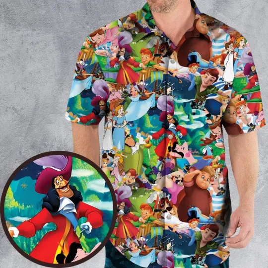Discover Fantasy Style Peter Pan Hawaiian Button Down Shirt