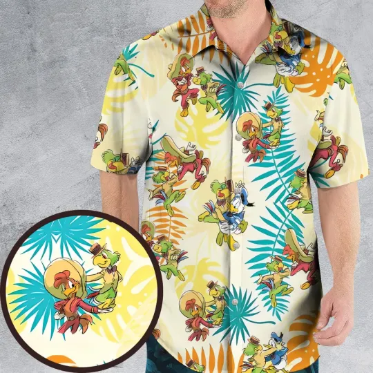 Tropical The Three Caballeros Hawaiian Button Down Shirt