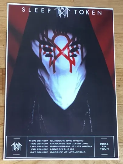Discover Sleep Token UK Tour 2024 Vertical Poster Glasgow Manchester London