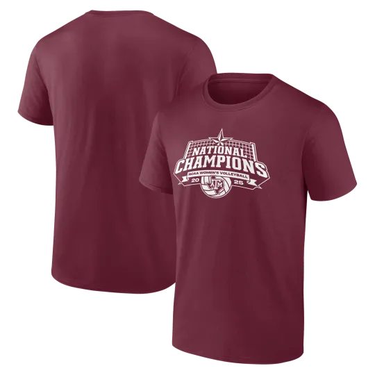 Discover Men's Maroon Texas A&M Aggies 2025 Volleyball National Championship T-Shirt