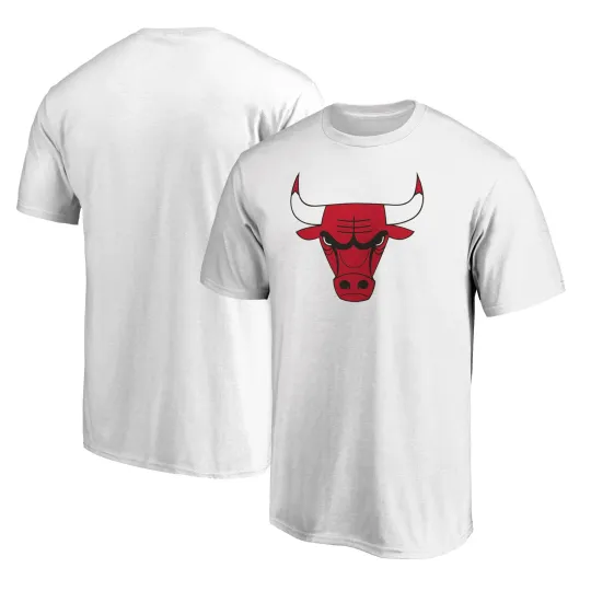 Men's White Chicago Bulls Mascot Logo T-Shirt