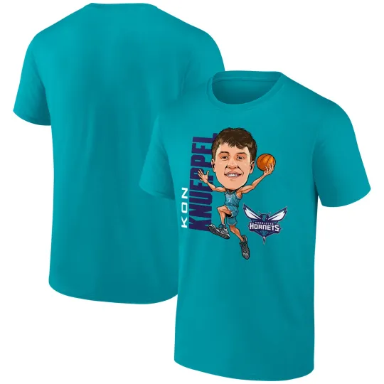 Discover Men's Charlotte Hornets Teal Caricature T-Shirt