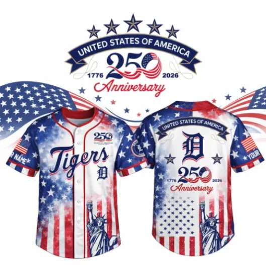 Personalized Detroit Tigers Baseball 250th Anniversary America Baseball Classic