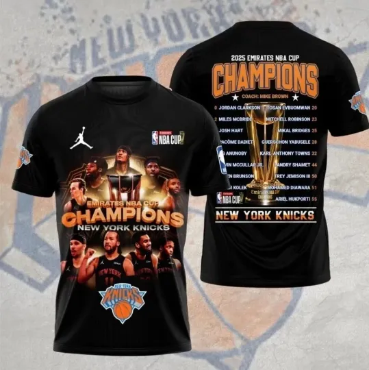 Discover New Knicks 2025 Cup Champions 3D Apparel T-Shirt US 3D T-Shirt S-5XL