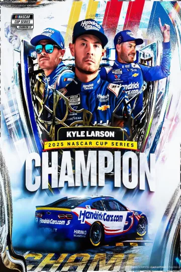 Discover Kyle Larson 2025 NASCAR Cup Series Champion Vertical Poster