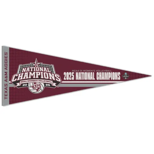 Discover 2025 NCAA D-1 Women's Volleyball National Champions Texas A&M Aggies Triangle Pennant