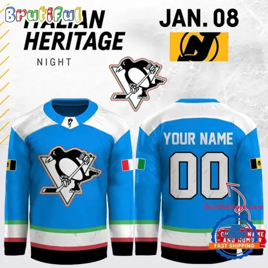 Discover Personalized Pittsburgh Penguins 2026 Italian Flag Night Hockey Shirt Men's