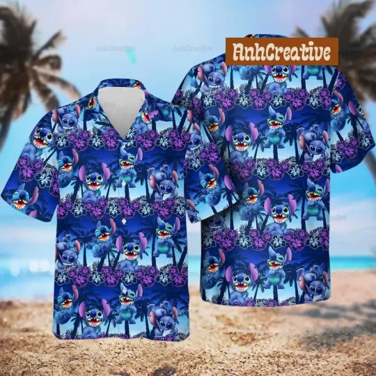 Discover Disney Stitch Hawaiian Shirt, Stitch Button Shirt, Hawaiian Shirt Men
