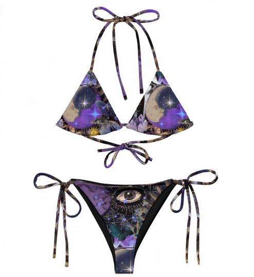 Custom Whimsigoth Moon & Stars Witchy Rave Bikini