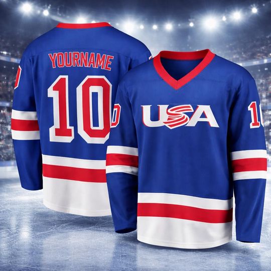 Discover Custom USA Hockey Jersey  Personalized Country Flag Jersey with Name & Number  Toddler to Adult Sizes  Ice Hockey Fan Gear