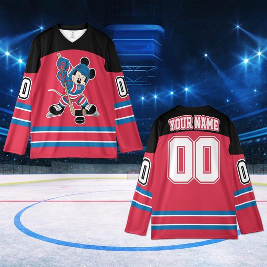 Discover Custom Mickey Hockey Jersey with Name and Number, Personalized Cartoon Sports Shirt, Fan Gift
