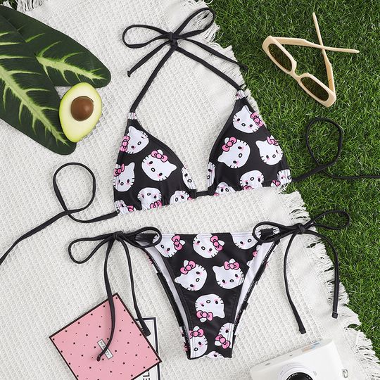 Sanrio Hello Kitty Sling Bikini Swimsuit, Summer Swimwear