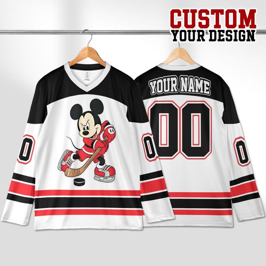 Discover Mickey Mouse Hockey Jersey, Disney Hockey Fan Shirt, Family Vacation Matching Outfit, Mickey Game Day Gift for Fans