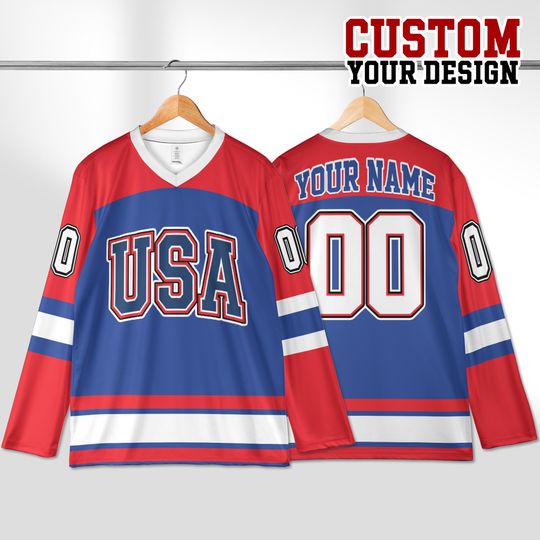 Discover Custom USA Hockey Jersey  Personalized Country Flag Jersey with Name & Number  Toddler to Adult Sizes  Ice Hockey Fan Gear
