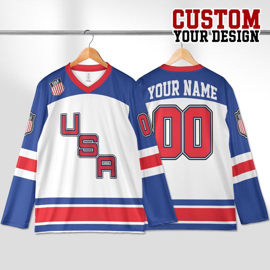 Discover Custom USA Hockey Jersey, Personalized Country Flag Jersey with Name & Number, Toddler to Adult Sizes, Ice Hockey Fan Gift