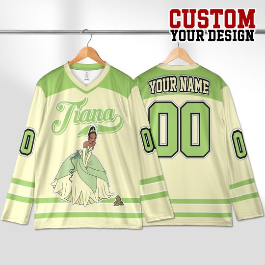 Discover Custom Tiana Hockey Jersey, Personalized Princess and the Frog Team Shirt, Green Game Day Outfit, Disney Sports Gift for Fans