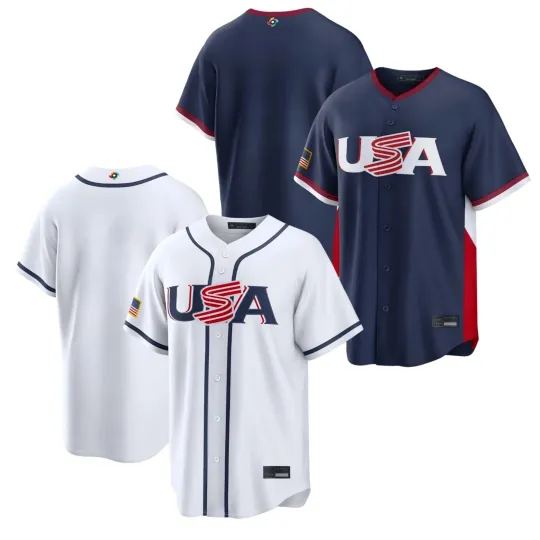 Discover Men's USA Baseball White/Navy 2026 World Baseball Classic Home Stadium Jersey