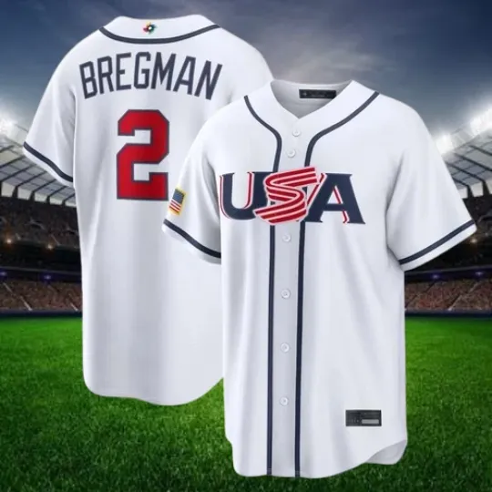 Discover Alex Bregman #2 USA White 2026 World Baseball Printed Jersey All Sizes