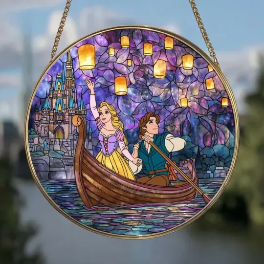 Tangled Stained Glass Suncatcher, Rapunzel Faux Stained Glass Suncatcher