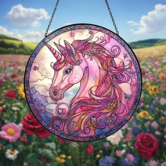 Discover Stained Glass Unicorn Suncatcher, Magical Window Decor, Gift for Fantasy
