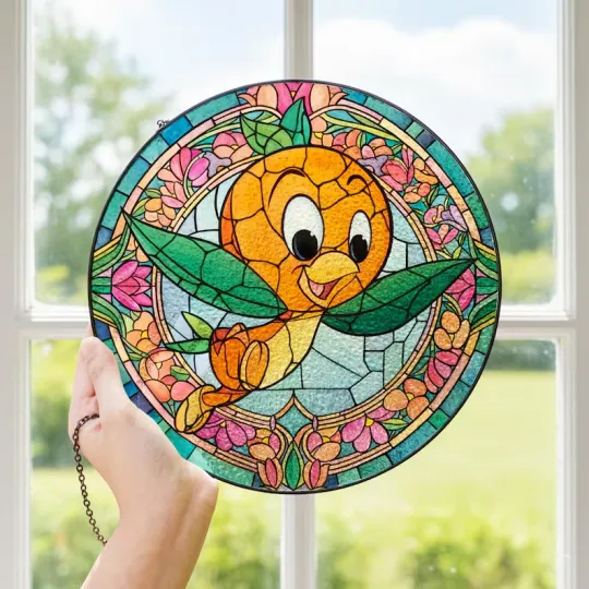 Walt Disney World Orange Bird Stained Glass Suncatcher, Disneyland Epcot Bird