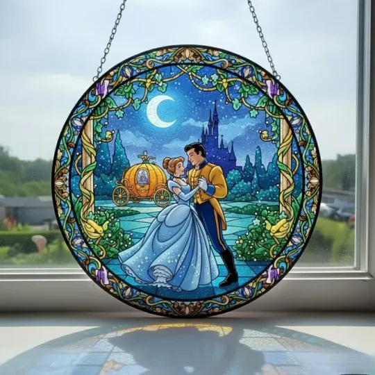 Discover Cinde Stained Glass Suncatcher, Disney Princess Cinde Window Hanging