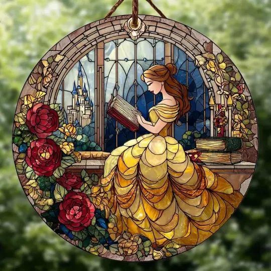 Beauty and The Beast Stained Glass Suncatcher, Disney Castle Suncatcher