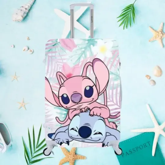 Discover Stitch Angel Luggage Cover, Gift For Cartoon Lover, Gift For Her