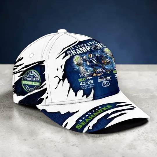 Discover Seahawks 2025 S Bowl LX Champions Classic Cap