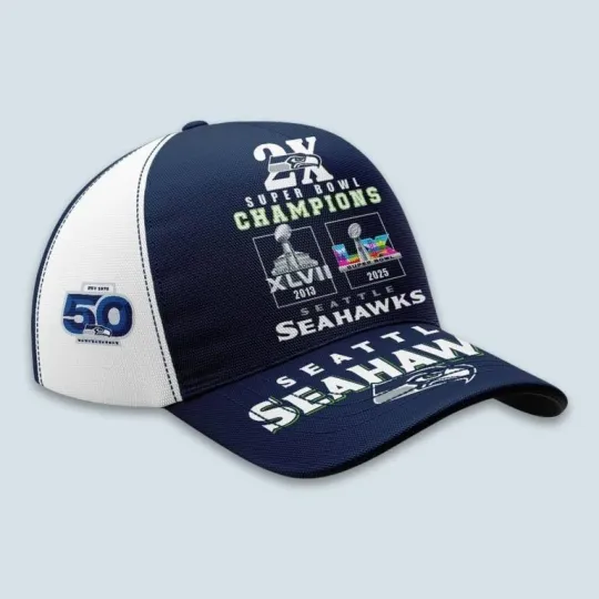 Discover 2026 Seahawks 2x SuBowl Champions Cap