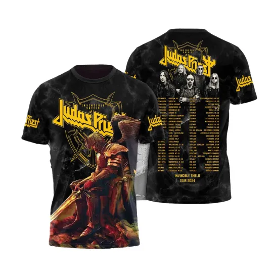 Discover Judas Priest Invincible Shield Tour 2024 Music 3D T-Shirt M676