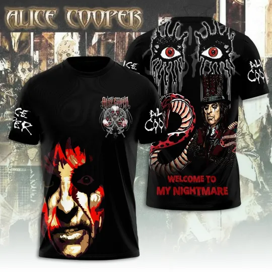 Discover HOT Alice Cooper 3D T-Shirt Too Close for Comfort 2025 Fan Tee Rock M703