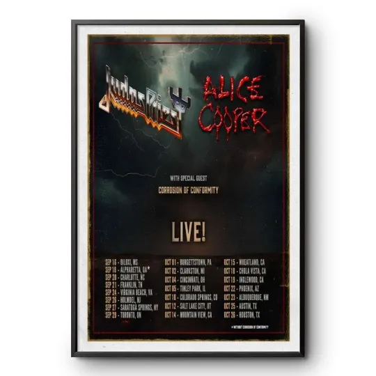 Judas Priest & Alice Cooper North America Tour 2025 Poster