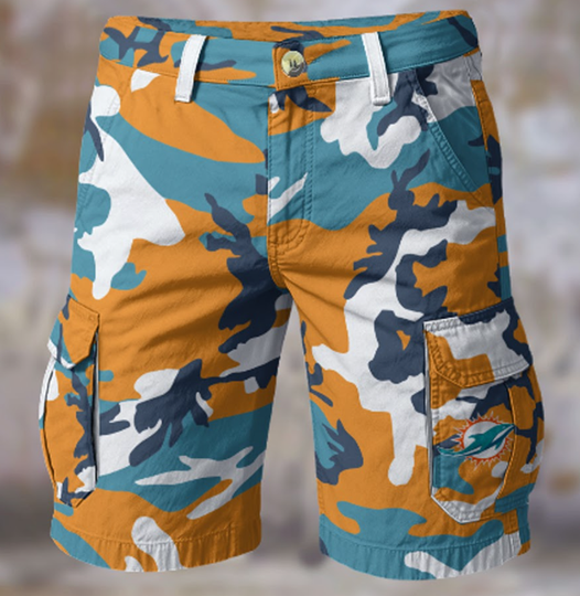 Miami Dolphinss Shorts Multi Color Football Camo Cargo Team Apparel