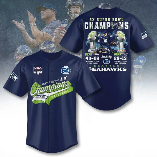 Seattle Seahawks 2025 LX Champions Baseball Jersey