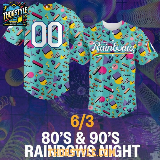 Discover Charleston RiverDogs 80’s & 90’s Rainbows Night 2026 Baseball Jersey