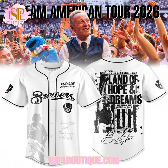 Milwaukee Brewers x Bruce Springsteen Dream American Tour 2026 White Jersey