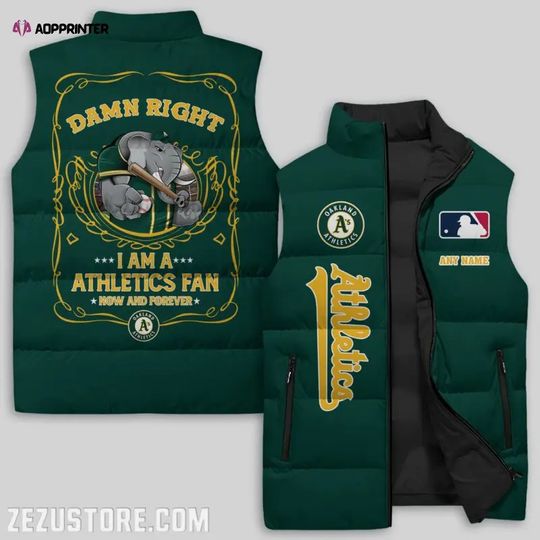 Oakland Athletics  Sleeveless Puffer Jacket Custom For Fans Gifts