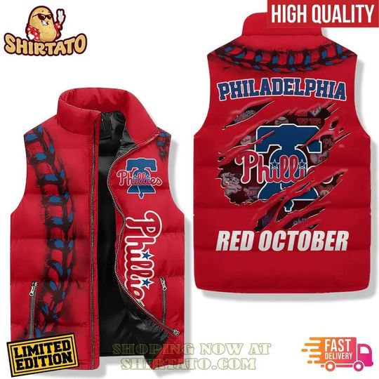Philadelphia Phillies Red October Sleeveless Puffer Jacket