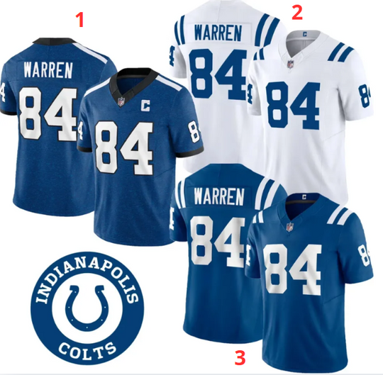 Men's Coltss #84 Tyler Warren Game Limited Player Printed Jersey
