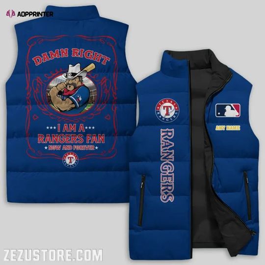 Texas Rangers Sleeveless Puffer Jacket Custom For Fans Gifts